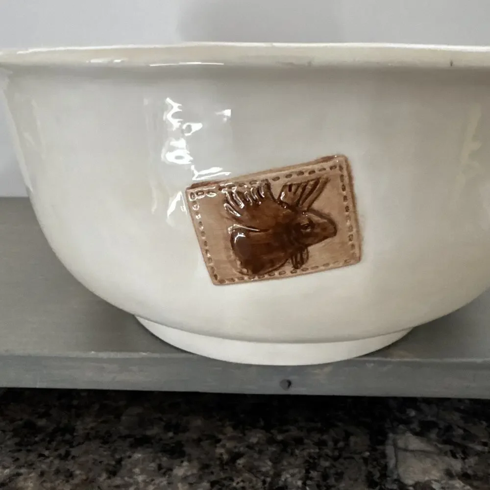Harry And David Big Moose Ceramic Bowl 3-D Rare 10”wide 4.5” Tall